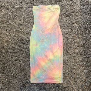 Lovely Day Multicolor Tie-Dye Strapless Dress size small
